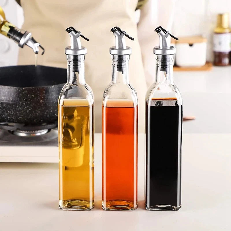 Glass Oil Cruets & Funnel Set