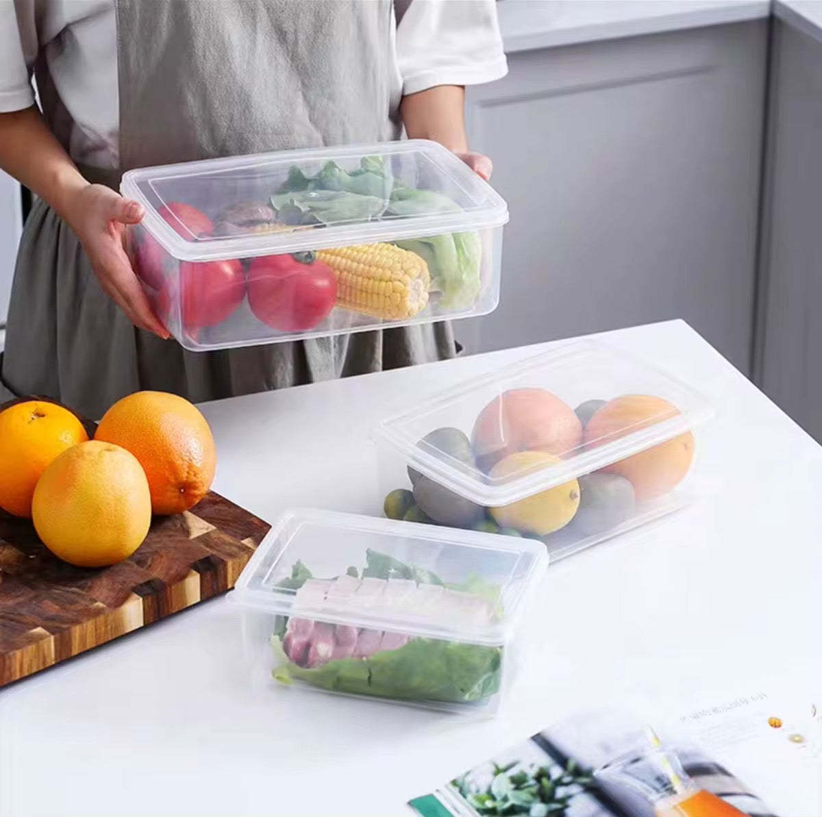 Plastic Rectangular Crisper 6 Piece Set