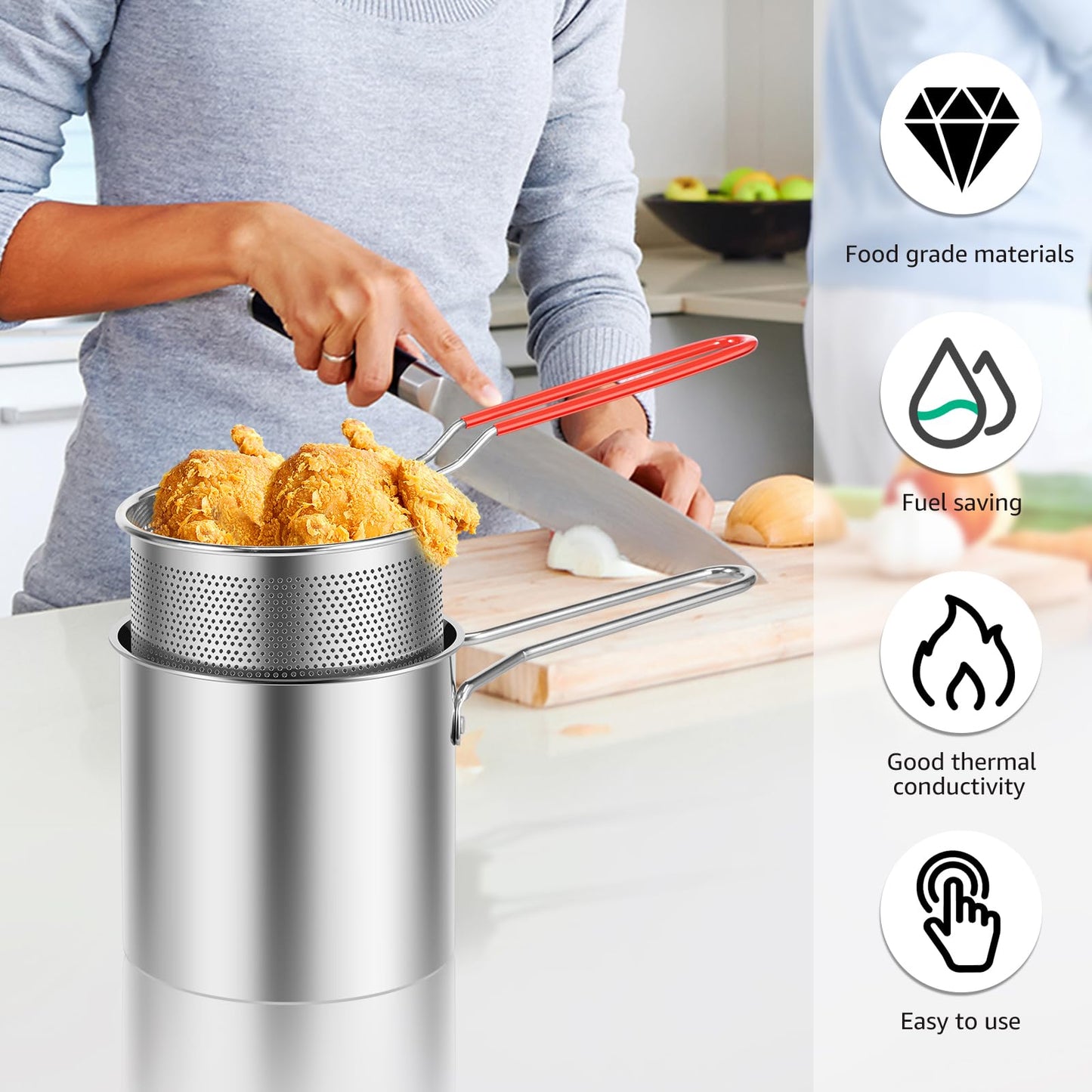 Stainless Steel Frying Basket & Pot