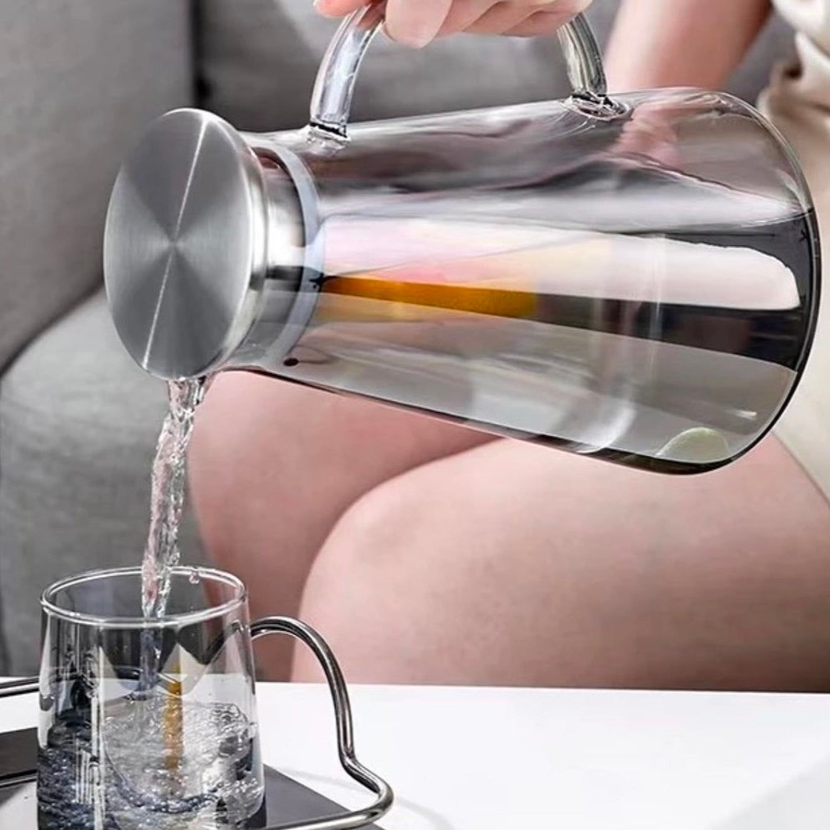 Glass Pitcher & 6 Cup Set