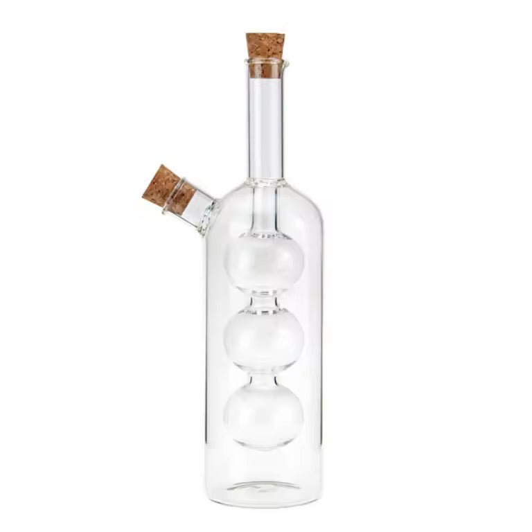Double Slot Glass Oil Cruet
