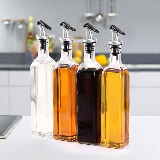 Glass Oil & Vinegar Cruet 4Pc Set