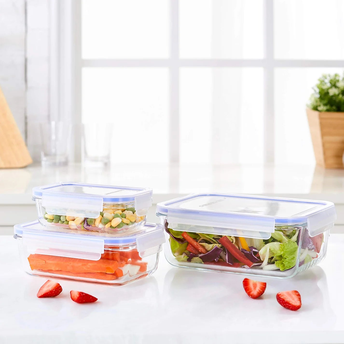 Glass Tupperware 3 Piece Set