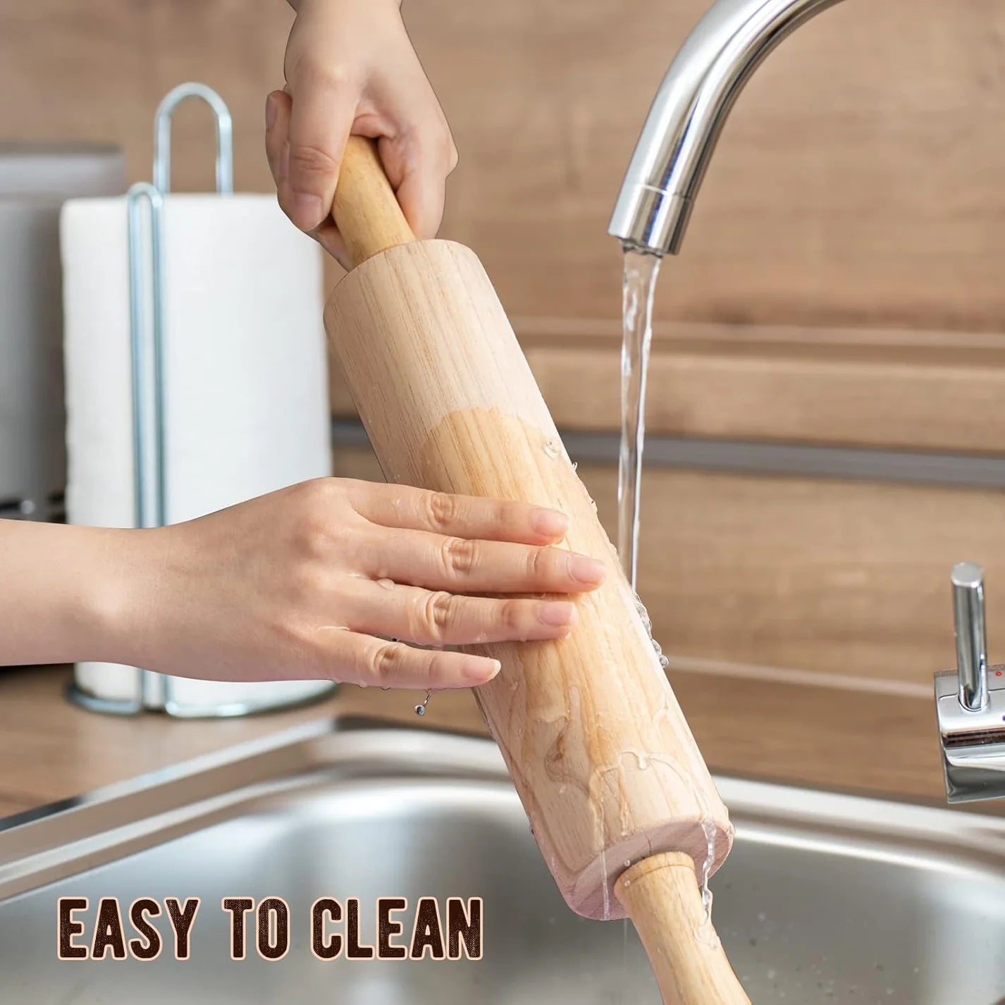 Rotatable Handles Wooden Rolling Pin