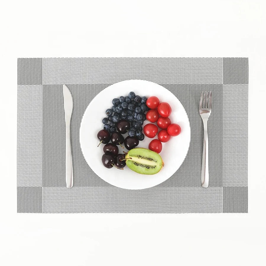 Grey Vinyl Placemat Set 6 Pieces