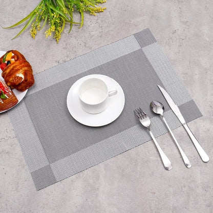 Grey Vinyl Placemat Set 6 Pieces