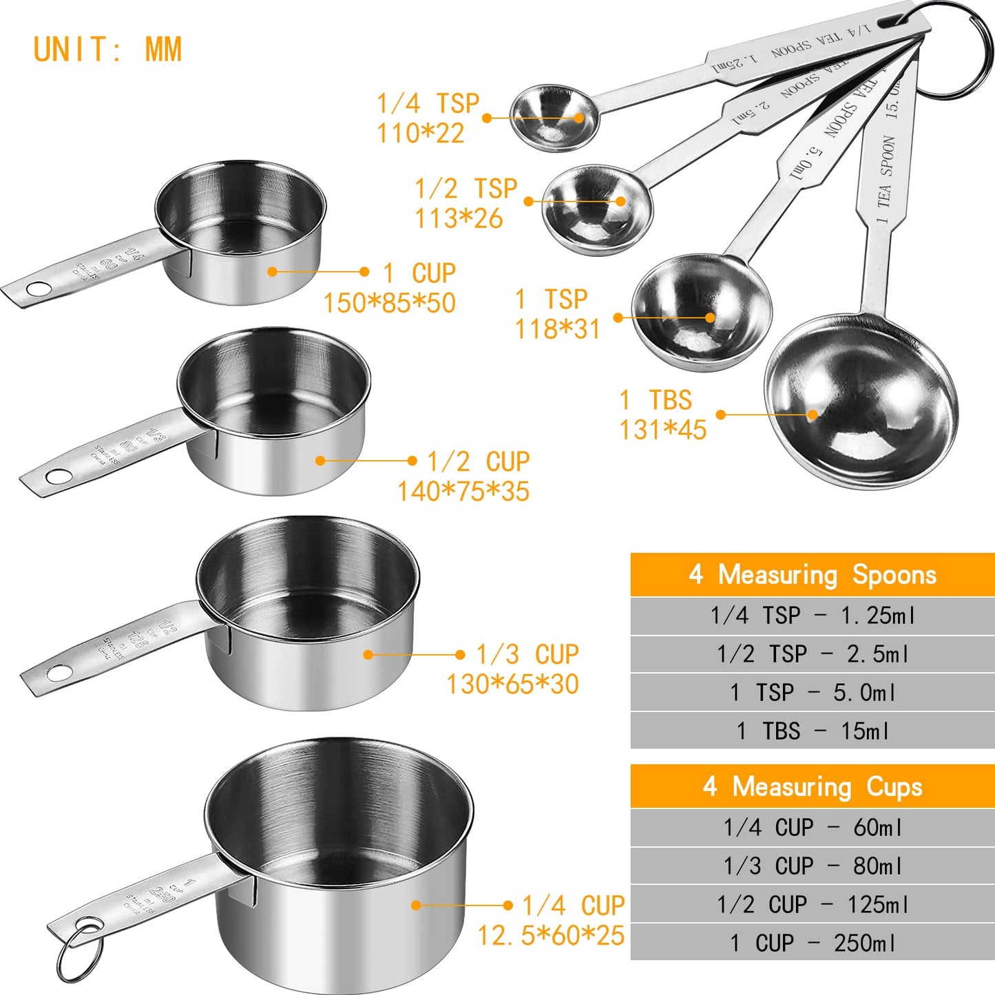 Stainless Steel Measuring Cup Set