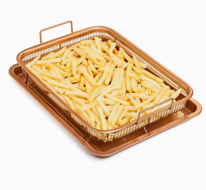 Rectangular Copper Open Airfryer Tray