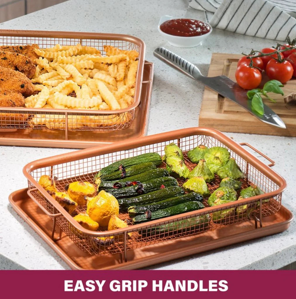 Rectangular Copper Open Airfryer Tray